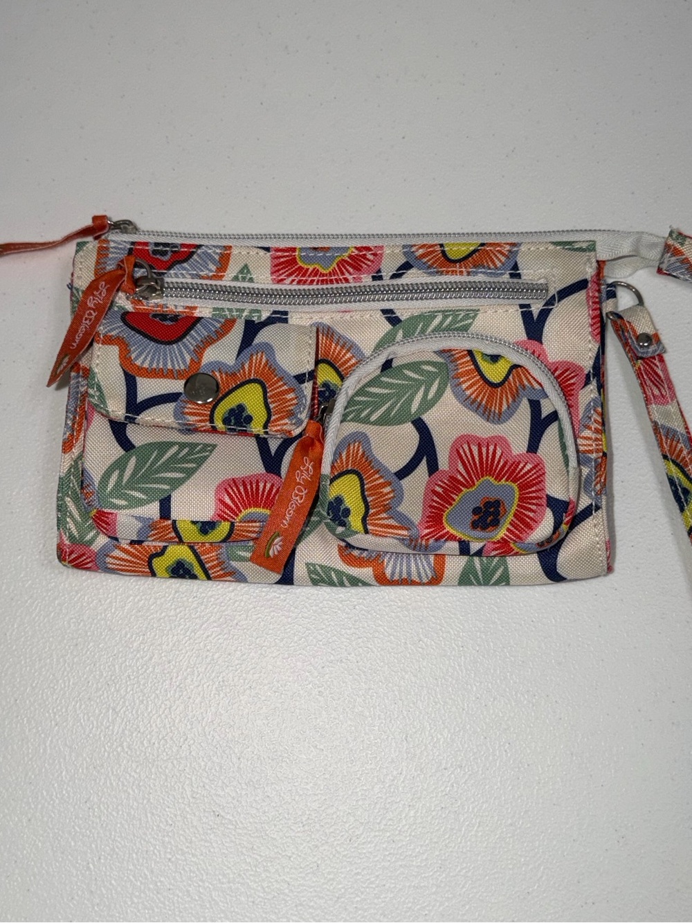 Lily Bloom Floral Multi Pocket Wristlet Clutch Recycled Canvas